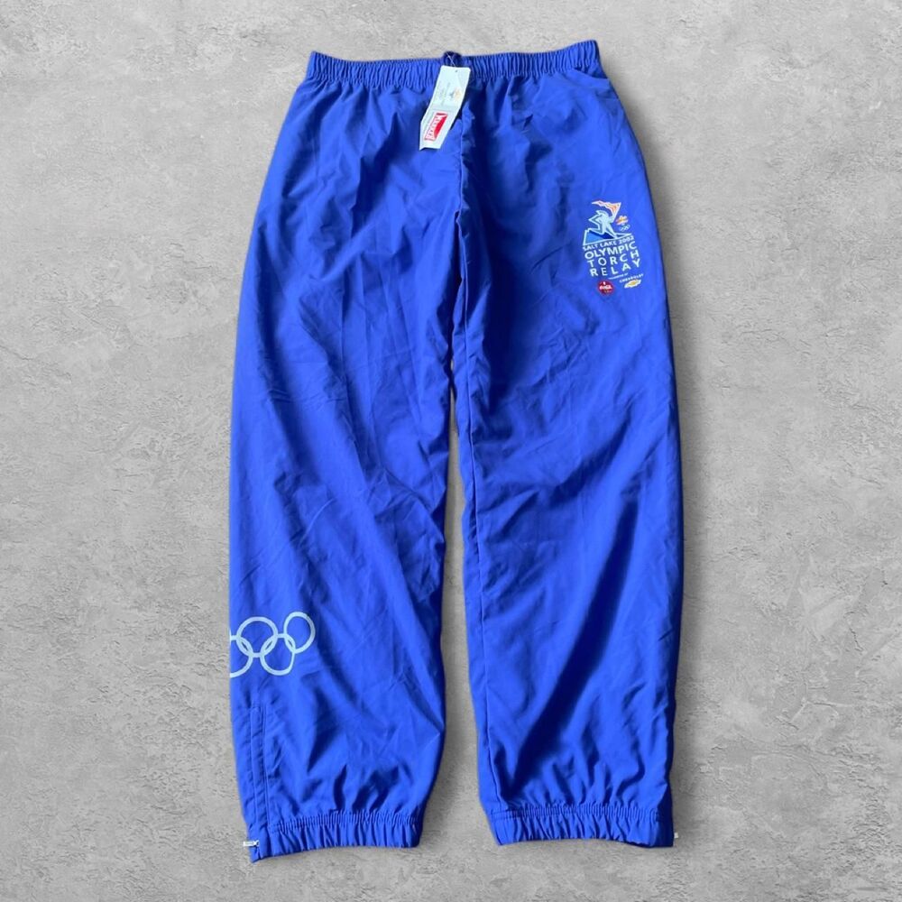 Vintage 2002 Marker Olympic Torch Relay Wind Pants L Lapis NWT Deadstock